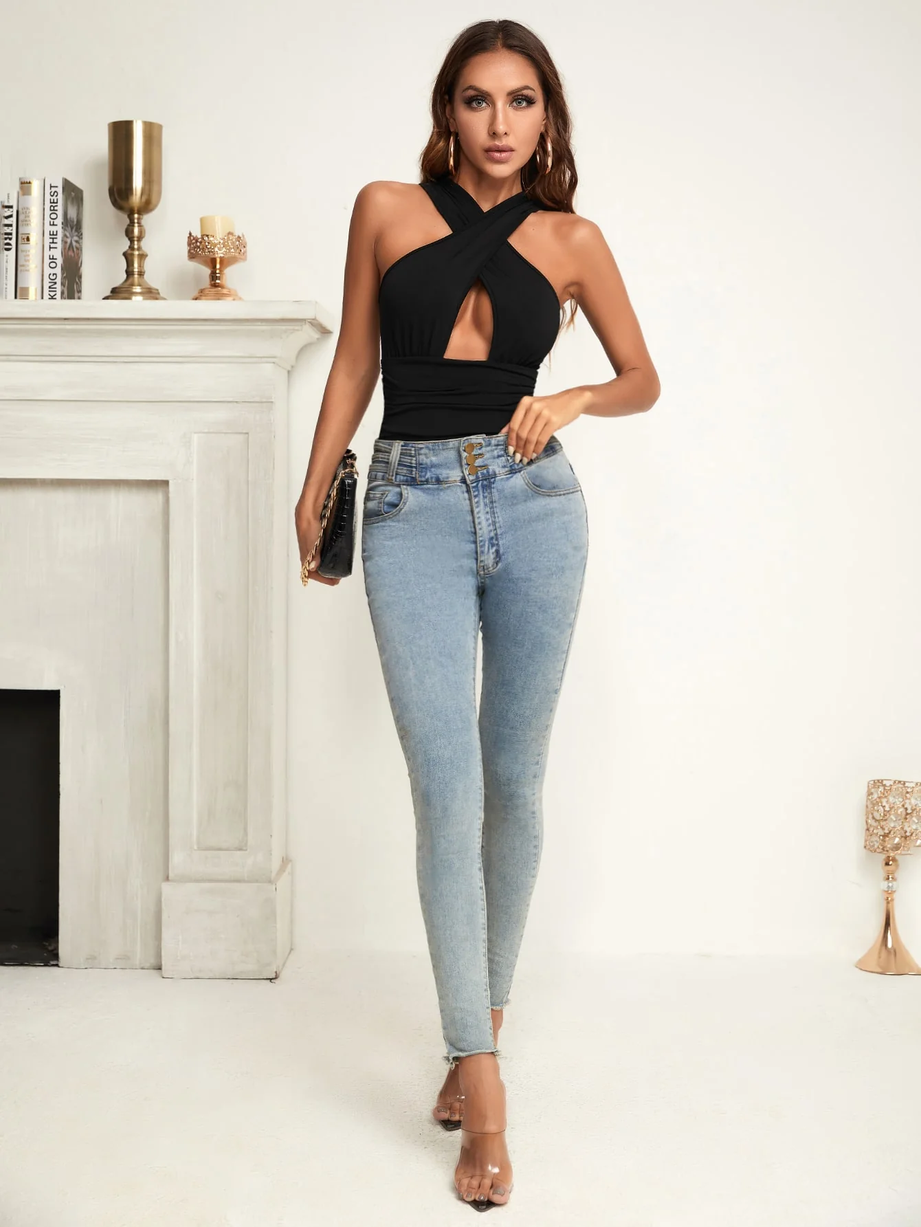 Cross Wrap Cut Out Bodysuit - Image 6