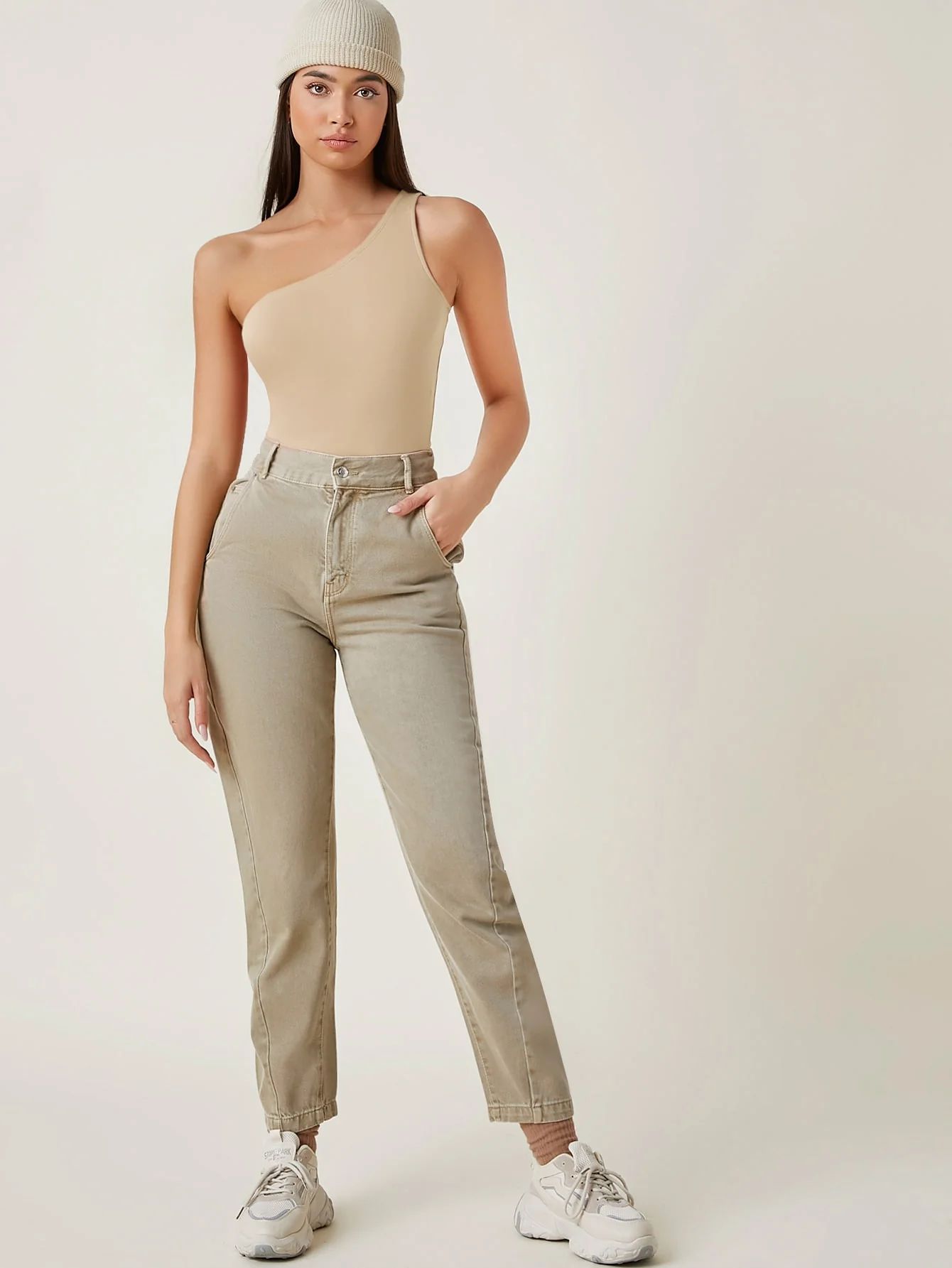 One Shoulder Solid Bodysuit - Image 4