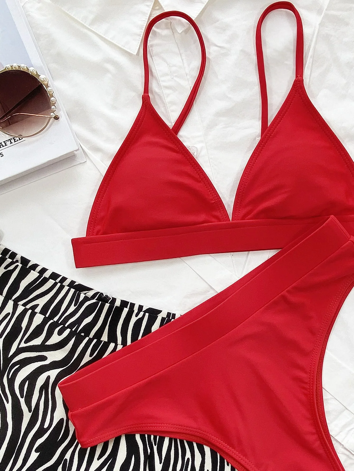 Plain High Waisted Bikini Swimsuit - Image 5