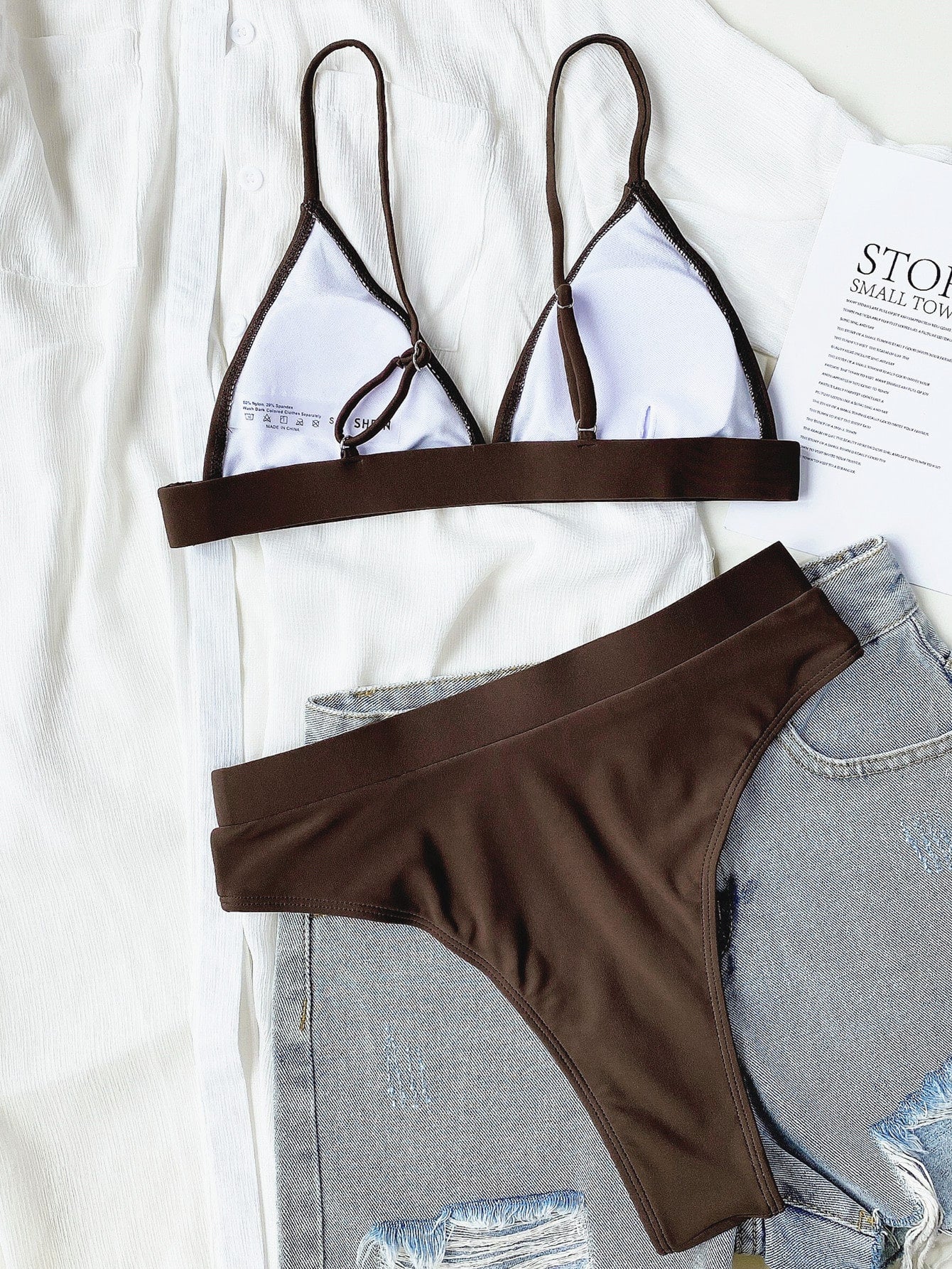 Plain High Waisted Bikini Swimsuit - Image 6